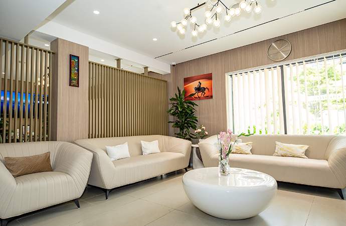 Elegant and comfortable waiting area at Cosmedent Medical Center Dubai
